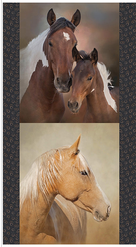 Horseshoe Creek 23 1/2" x 43 1/2" Horses Panel #2 Quilt Fabric by Horseshoe Creek — RBD
