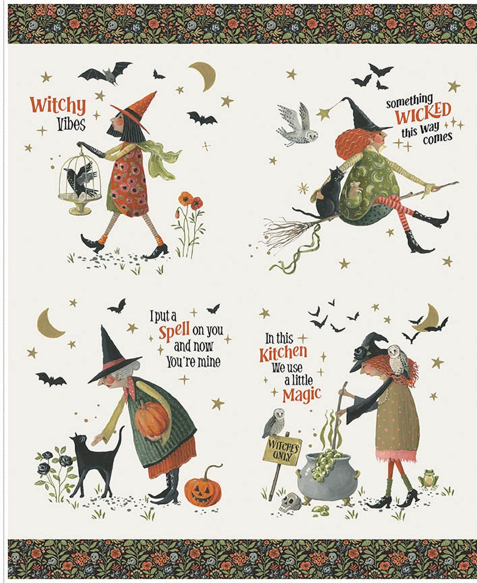 Witchy Vibes 35 1/2" x 43 1/2" Pillow Panel Quilt Fabric by Witchy Vibes — Lisa Audit
