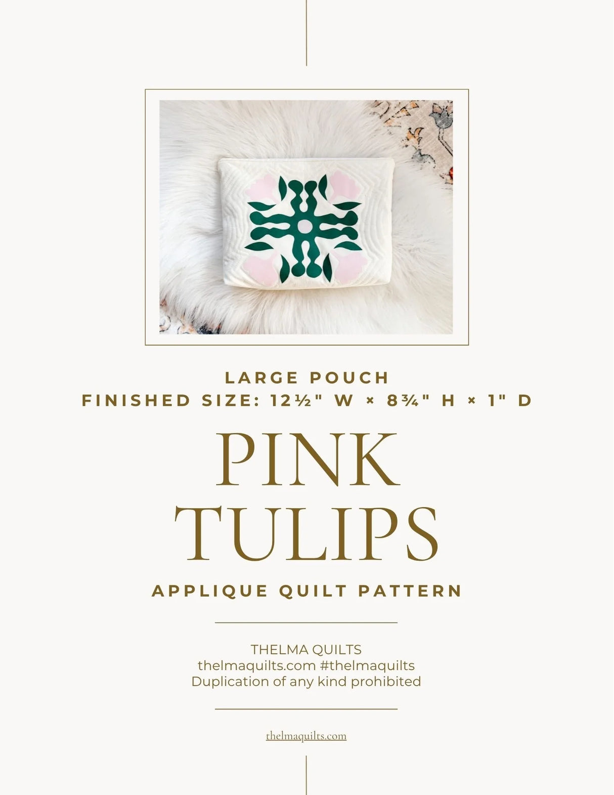 Pink Tulips Downloadable Pattern by Thelma Quilts