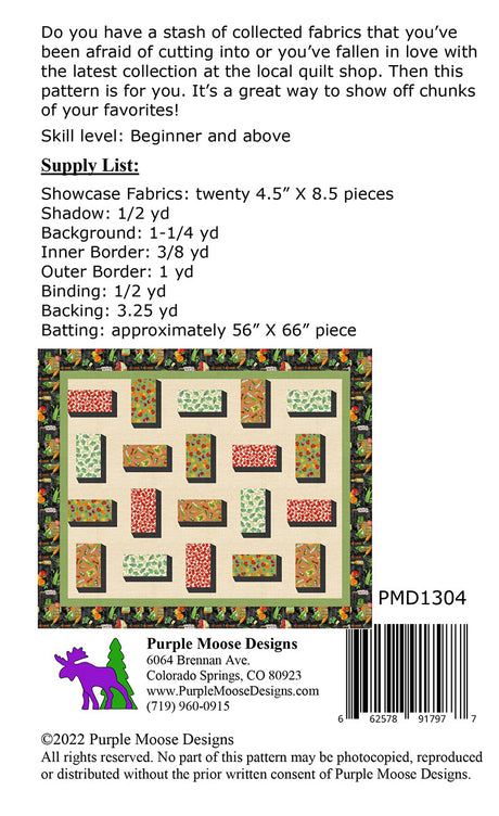 Back of the Slim Shady Quilt Pattern by Purple Moose Designs
