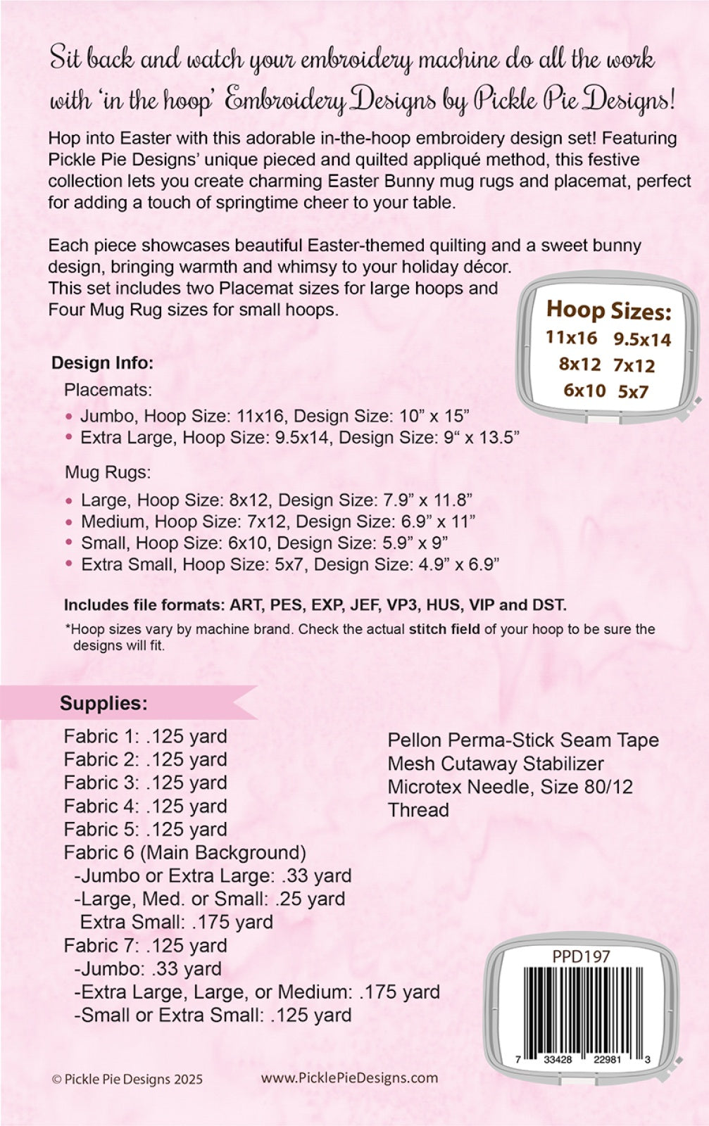 Back of the Easter Bunny Mug Rugs & Placemats by Pickle Pie Designs