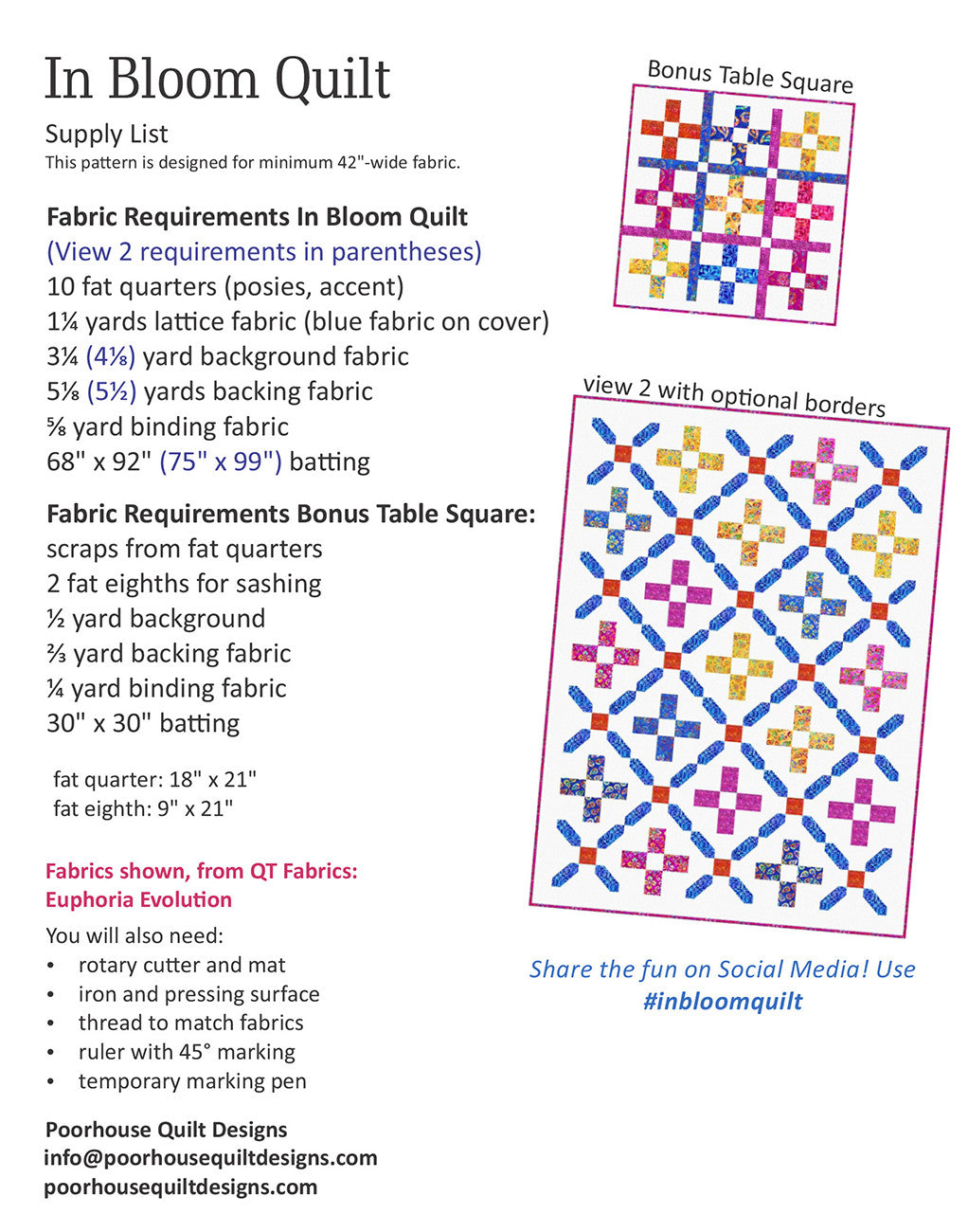 Back of the In Bloom Quilt Pattern by Poorhouse Quilt Designs