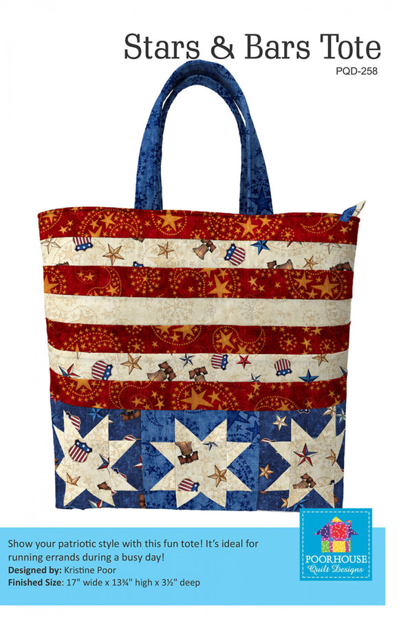 Stars and Bars Tote Pattern by Poorhouse Quilt Designs