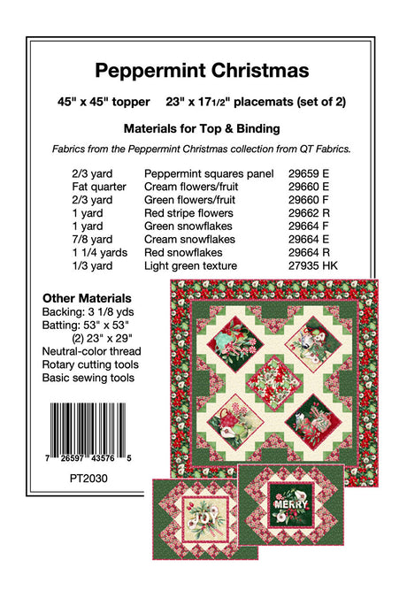 Back of the Peppermint Christmas Runner Pattern by Pine Tree Country Quilts