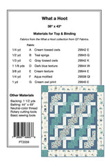 Back of the What a Hoot Quilt Pattern by Pine Tree Country Quilts