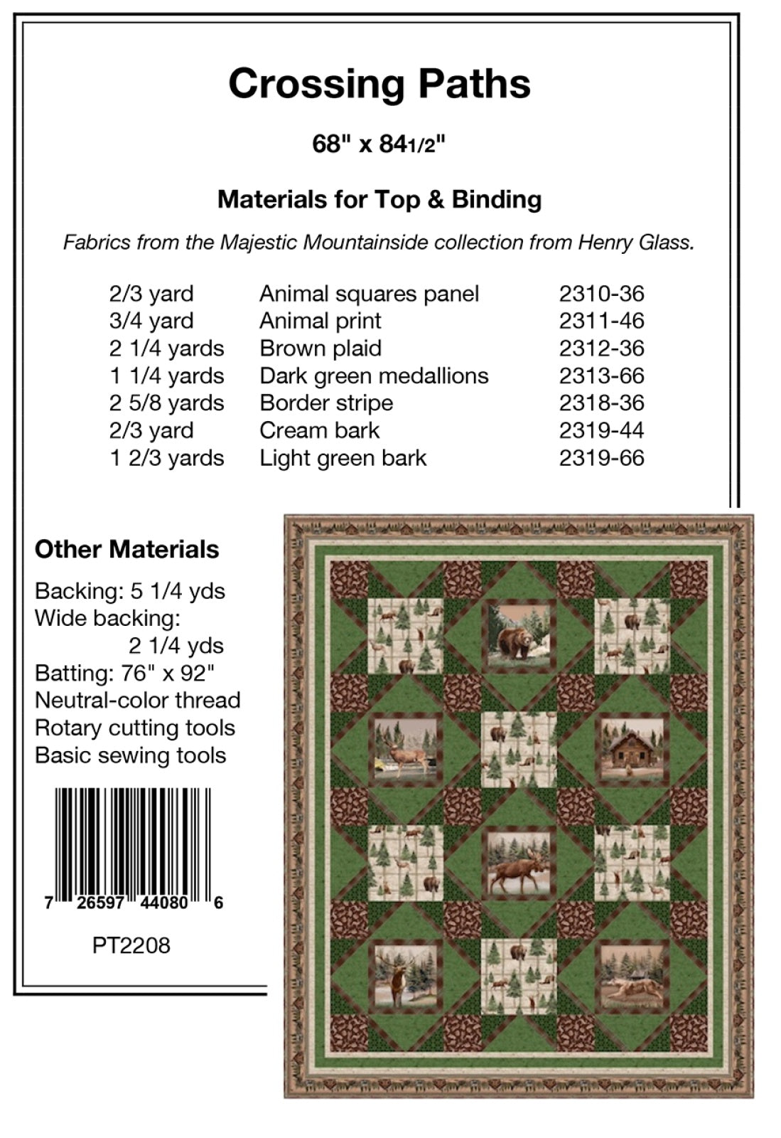Back of the Crossing Paths Quilt Pattern by Pine Tree Country Quilts