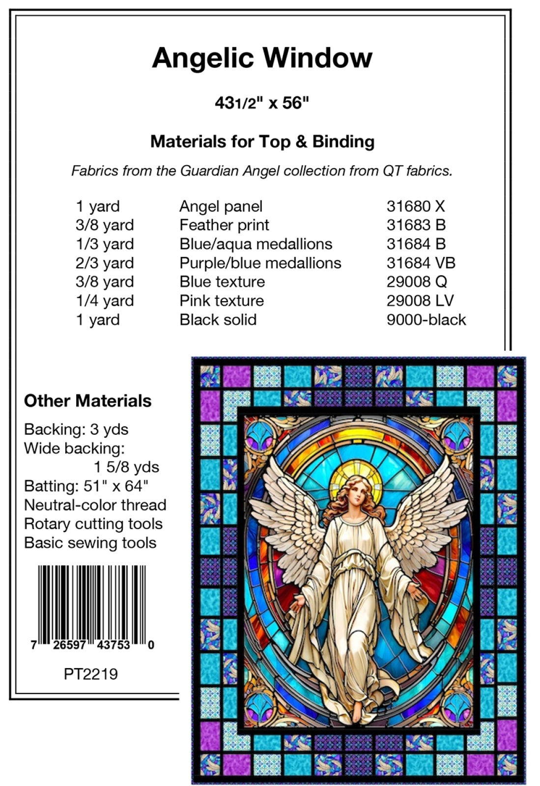 Back of the Angelic Window Quilt Pattern by Pine Tree Country Quilts