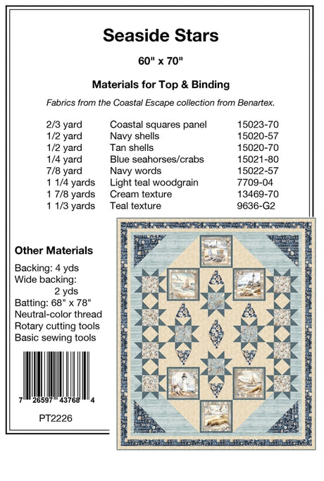 Back of the Seaside Stars Quilt Pattern by Pine Tree Country Quilts