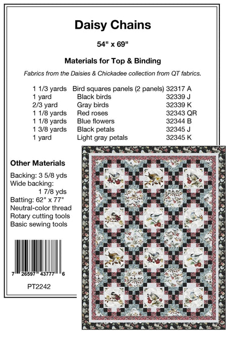 Back of the Daisy Chains Quilt Pattern by Pine Tree Country Quilts