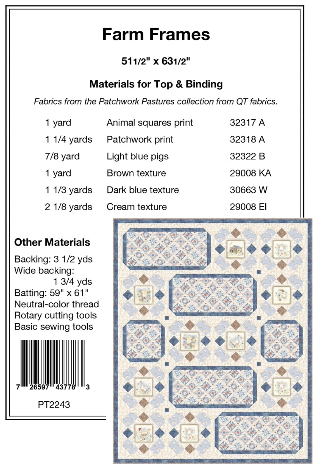 Back of the Farm Frames Quilt Pattern by Pine Tree Country Quilts