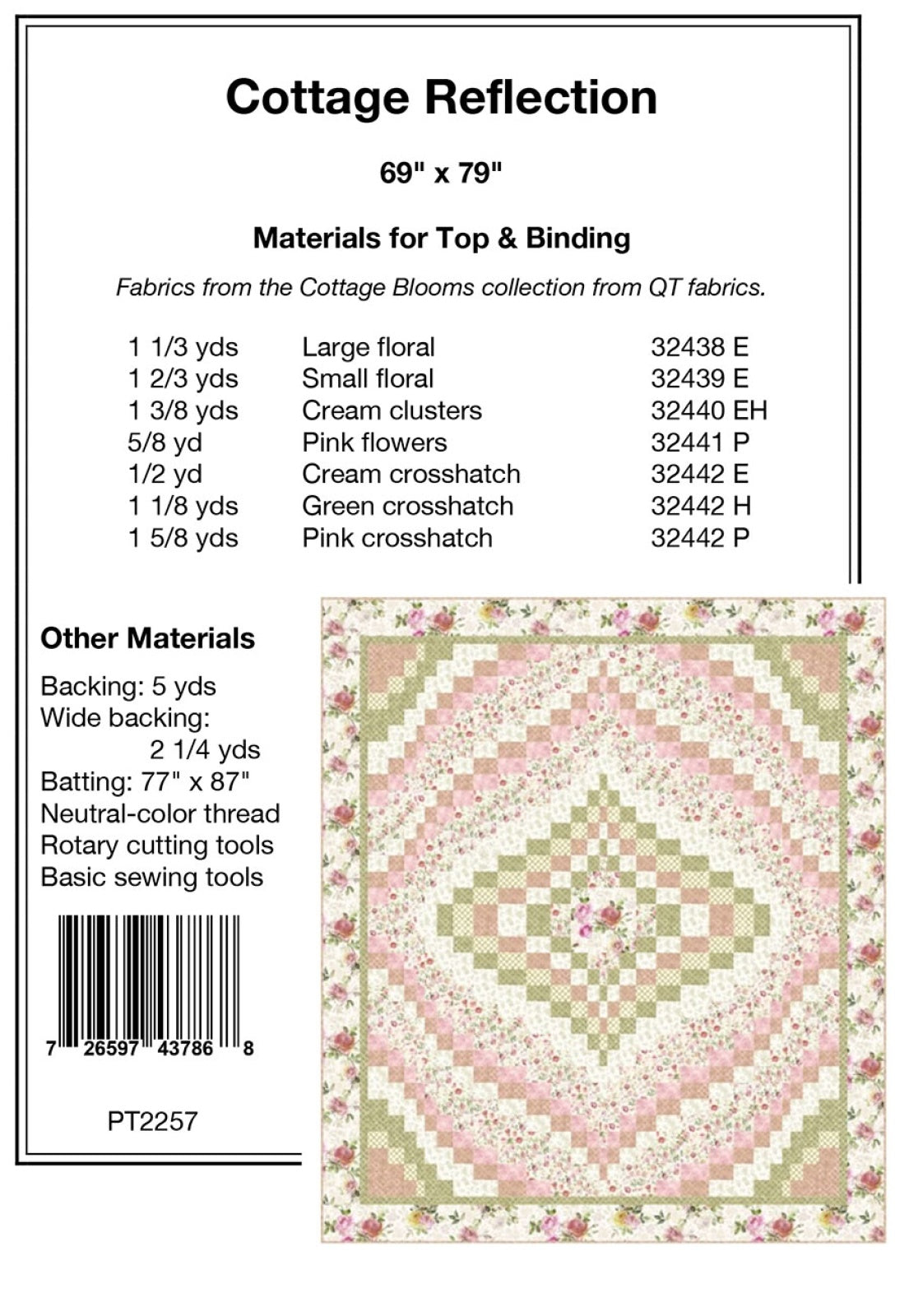 Back of the Cottage Reflection Quilt Pattern by Pine Tree Country Quilts