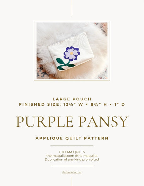 Purple Pansy Downloadable Pattern by Thelma Quilts