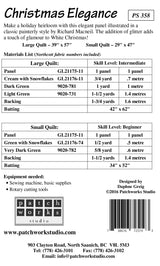 Back of the Christmas Elegance Quilt Pattern by Patch Works Studio