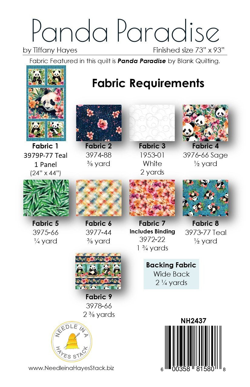 Back of the Panda Paradise Downloadable Pattern By Needle In A Hayes Stack