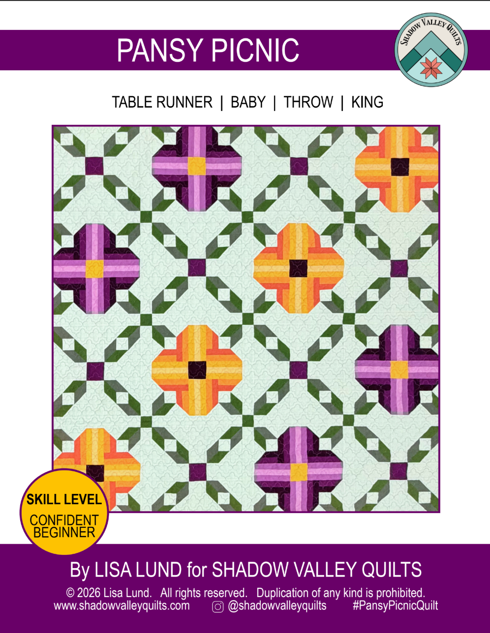 Pansy Picnic Downloadable Pattern by Shadow Valley Quilts