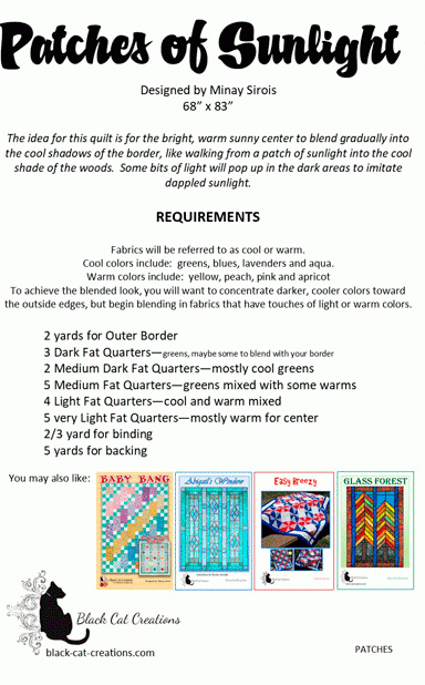 Back of the Patches of Sunlight Downloadable Pattern by Black Cat Creations