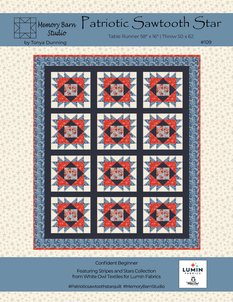 Patriotic Sawtooth Star Downloadable Pattern by Memory Bard Studio