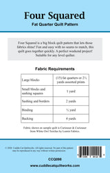Back of the Four Squared Downloadable Pattern by Cuddle Cat Quiltworks