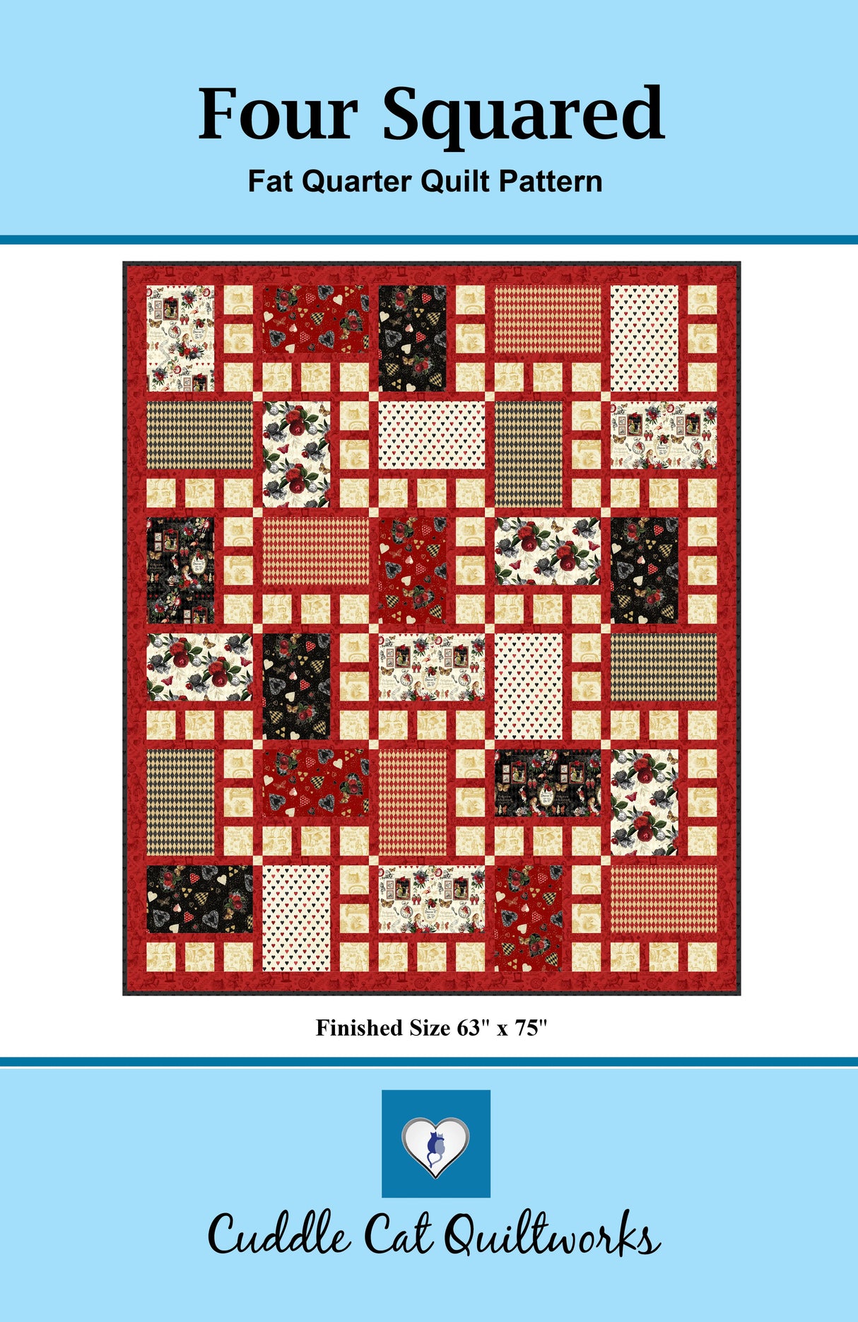 Four Squared Downloadable Pattern by Cuddle Cat Quiltworks