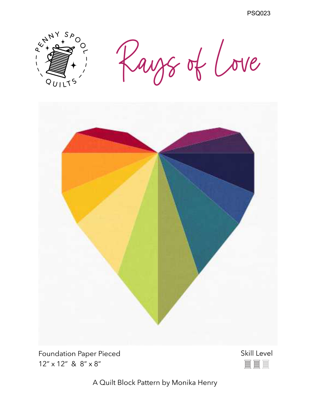 Rays of Love Quilt Block Downloadable Pattern by Penny Spool Quilts Pattern