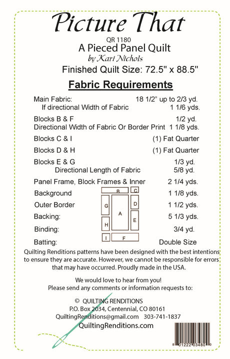 Back of the Picture That Pattern by Quilting Renditions