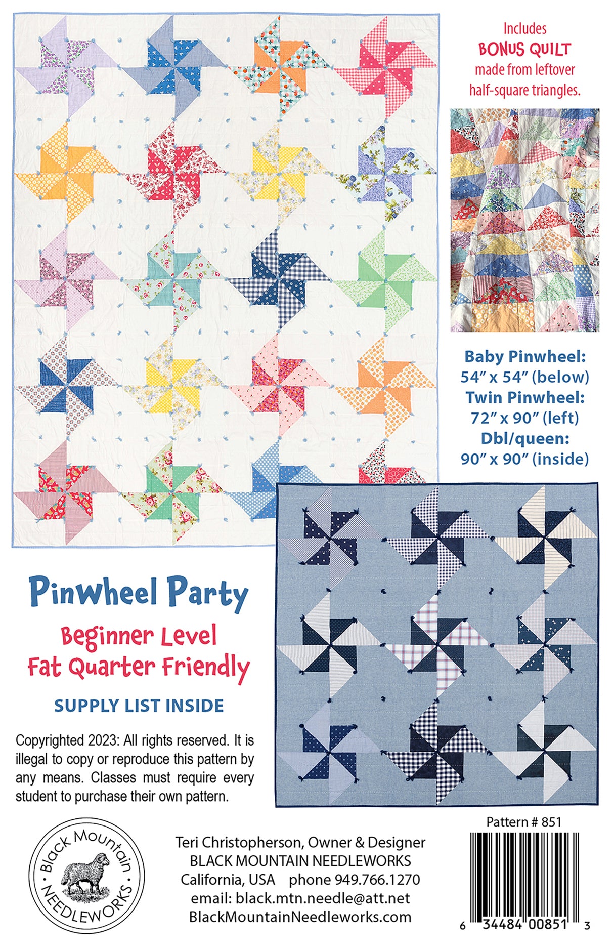 Back of the Pinwheel Party Downloadable Pattern by Black Mountain Needleworks