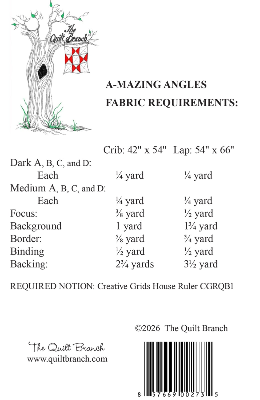 Back of the A-Mazing Angles Quilt Pattern by Quilt Branch