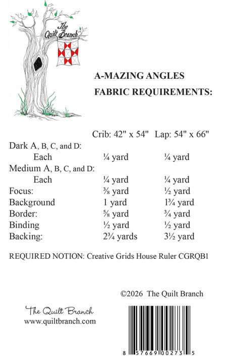 Back of the A-Mazing Angles Quilt Pattern by Quilt Branch