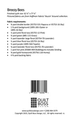 Back of the Breezy Bees Quilt Pattern by Quilt Boss Design