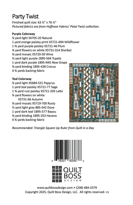 Back of the Party Twist Quilt Pattern by Quilt Boss Design