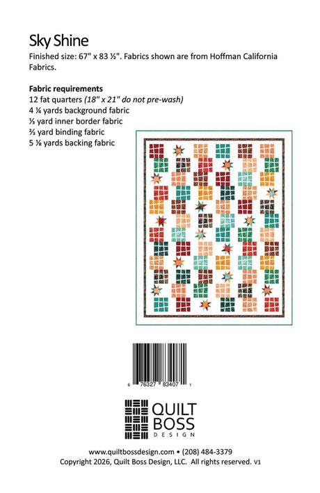 Back of the Sky Shine Quilt Pattern by Quilt Boss Design