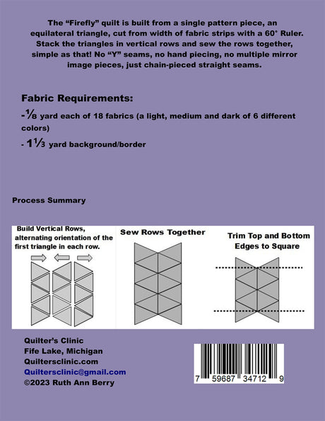 Back of the Firefly Pattern Quilt Pattern by Quilters Clinic