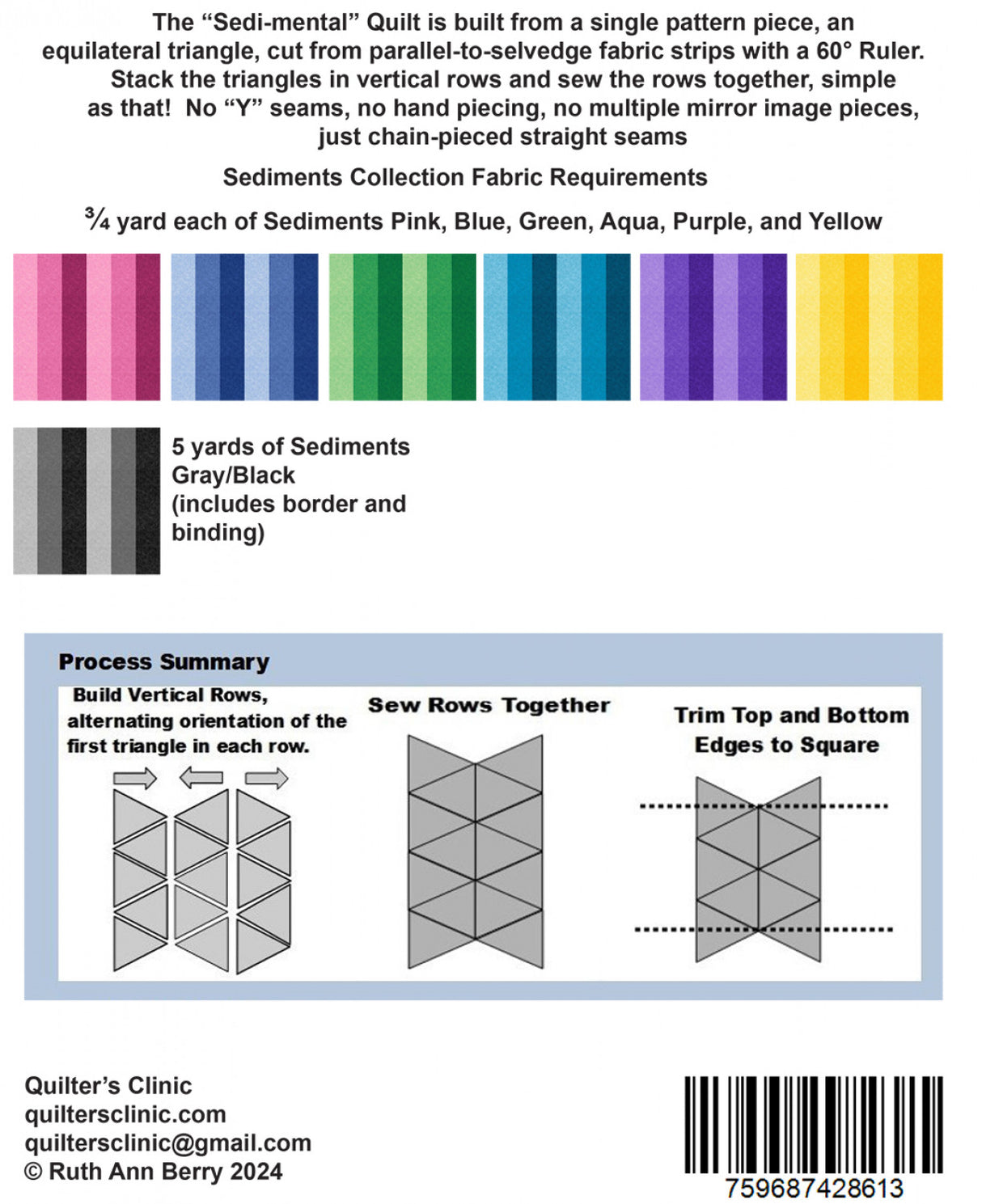 Back of the Sedi-mental Pattern Quilt Pattern by Quilters Clinic