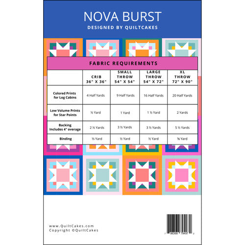 Back of the Nova Burst quilt pattern by Quilt Cakes