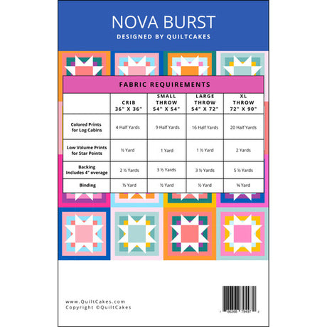 Back of the Nova Burst quilt pattern by Quilt Cakes