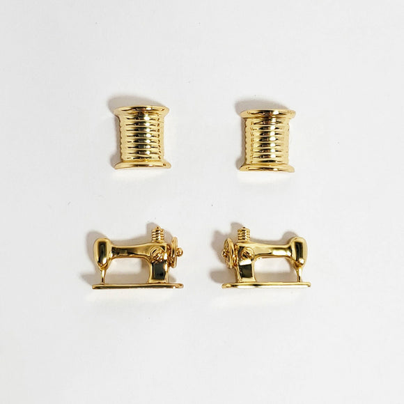 Thread & Machine Earring Set of 2 Gold by Quilt Spot