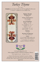 Back of the Turkey Thyme by Quilted Garden Designs