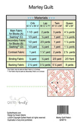 Back of the Marley Quilt Pattern by Quilted Heartz