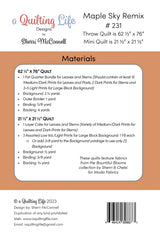 Back of the Maple Sky Remix Quilt Pattern by Quilting Life Designs