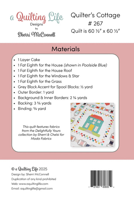 Back of the Quilter's Cottage Quilt Pattern by Quilting Life Designs
