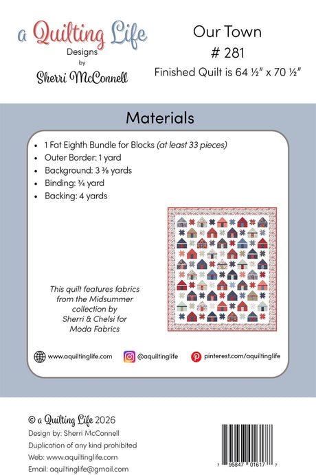 Back of the Our Town Quilt Pattern by Quilting Life Designs