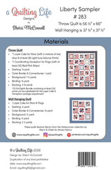 Back of the Liberty Sampler Quilt Pattern by Quilting Life Designs