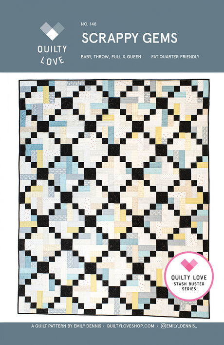 Scrappy Gems Quilt Pattern by Quilty Love