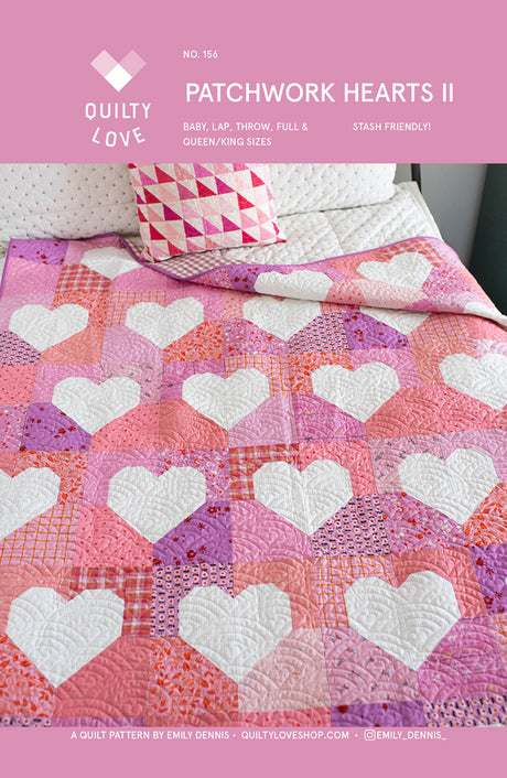 Patchwork Hearts II Quilt Pattern by Quilty Love