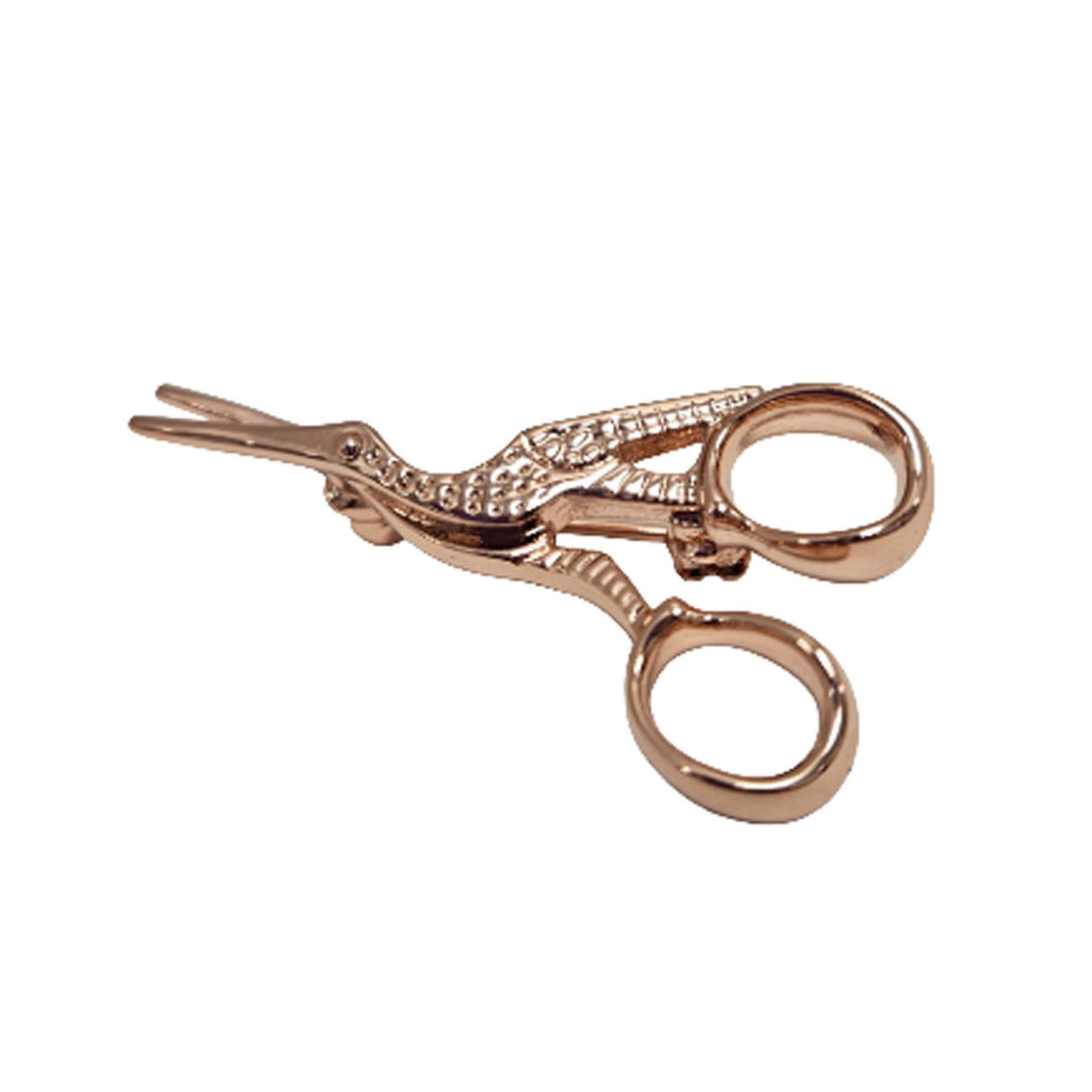 Stork Scissor Brooch Pin Rose Gold by Quilt Spot
