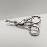Back of the Stork Scissor Brooch Pin Silver by Quilt Spot