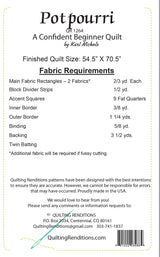 Back of the Potpourri Downloadable Pattern by Quilting Renditions