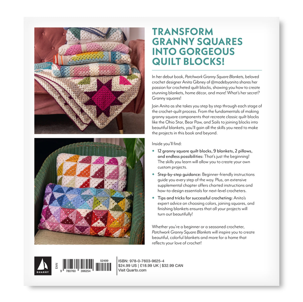 Back of the Patchwork Granny Square Blankets by Quarto Books