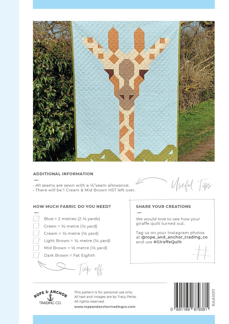 The Giraffe Quilt Pattern – Quilting Books Patterns and Notions