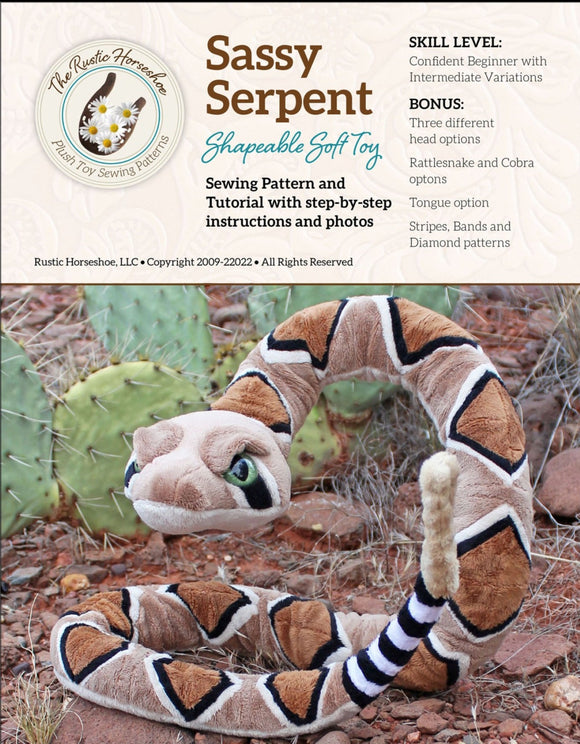 Sassy Serpent Soft Toy Pattern by Pudgy Plushie